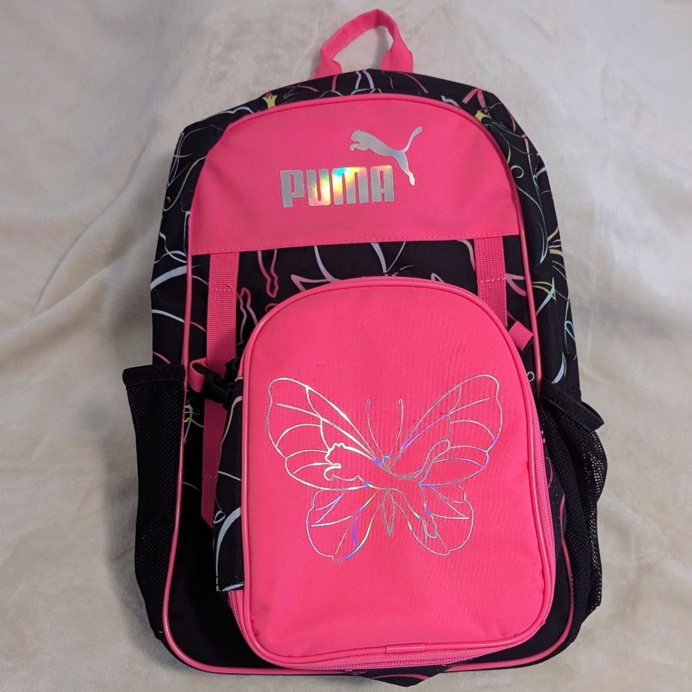 NWT Puma Pink and Black Backpack with Butterfly Design